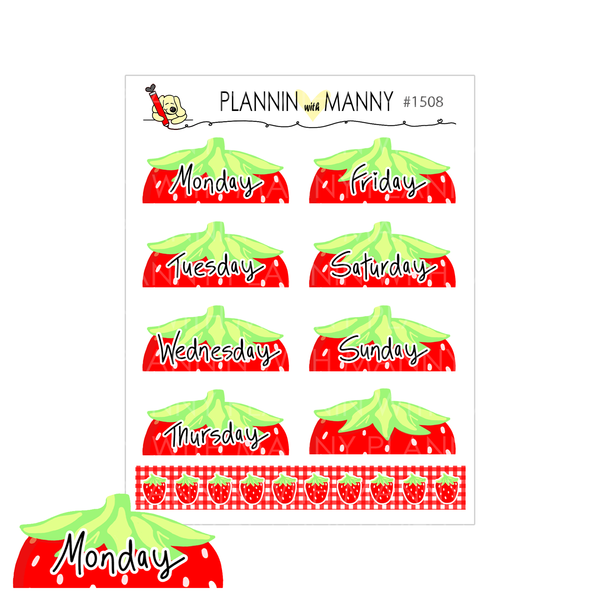 1508 Strawberry Date Cover Planner Stickers