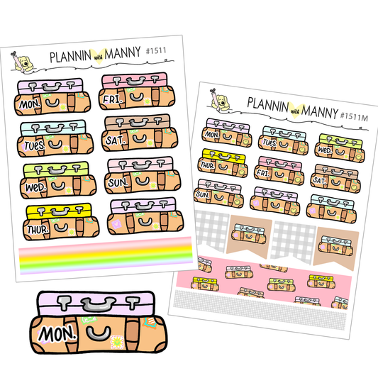 1511 Suitcase Date Cover Planner Stickers