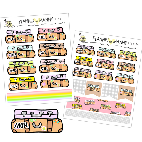 1511 Suitcase Date Cover Planner Stickers