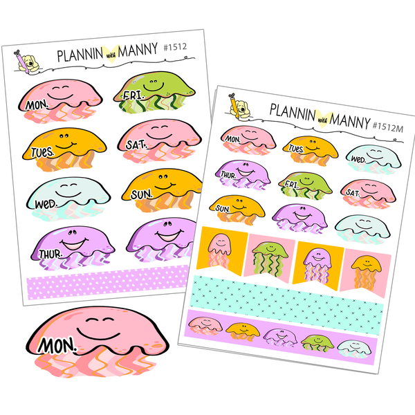 1512 Jelly Fish Date Cover Planner Stickers