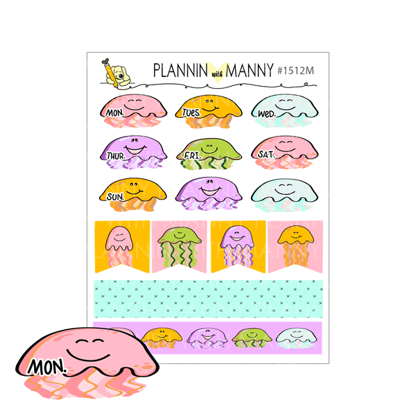 1512 Jelly Fish Date Cover Planner Stickers