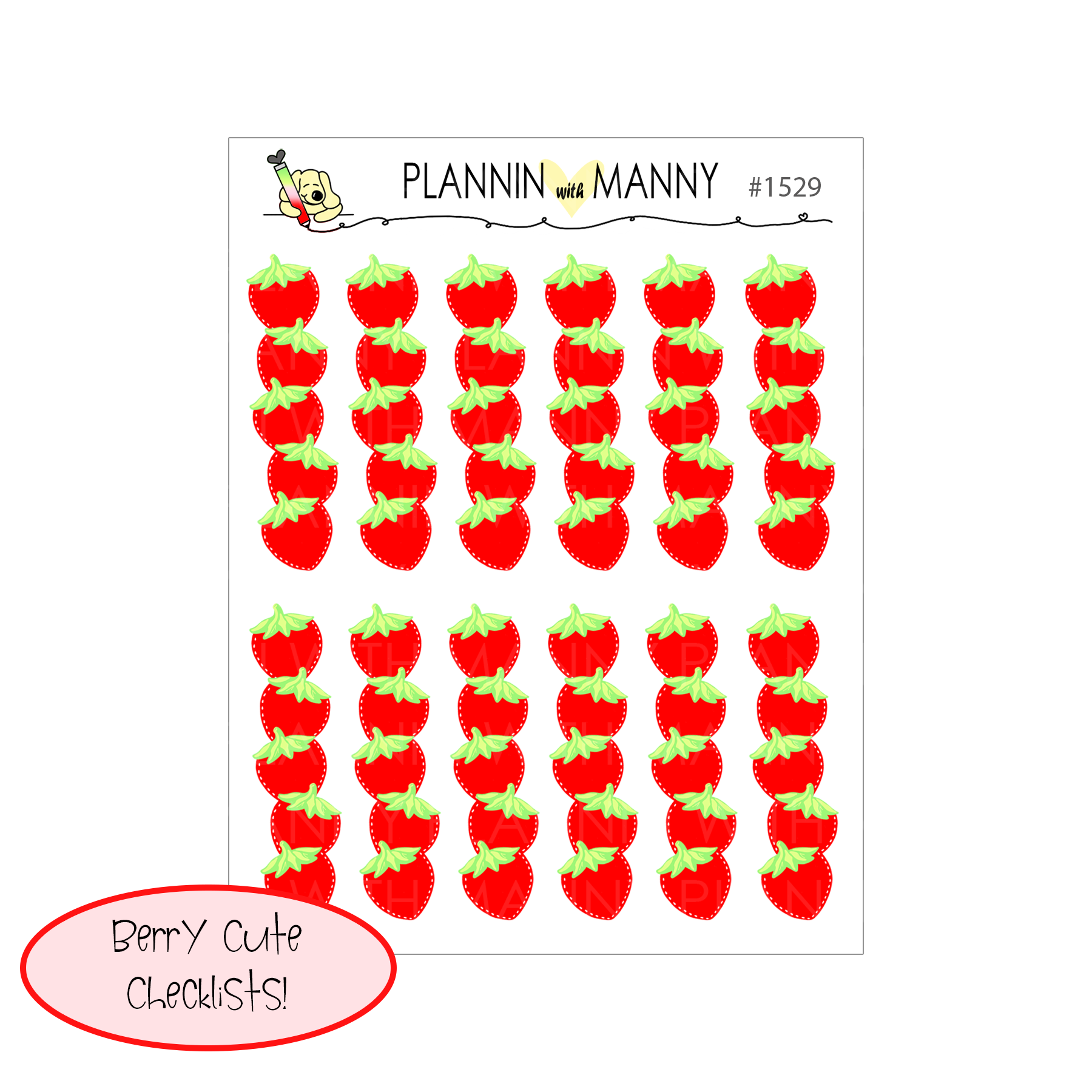 1529 Strawberry Checklist Planner Stickers