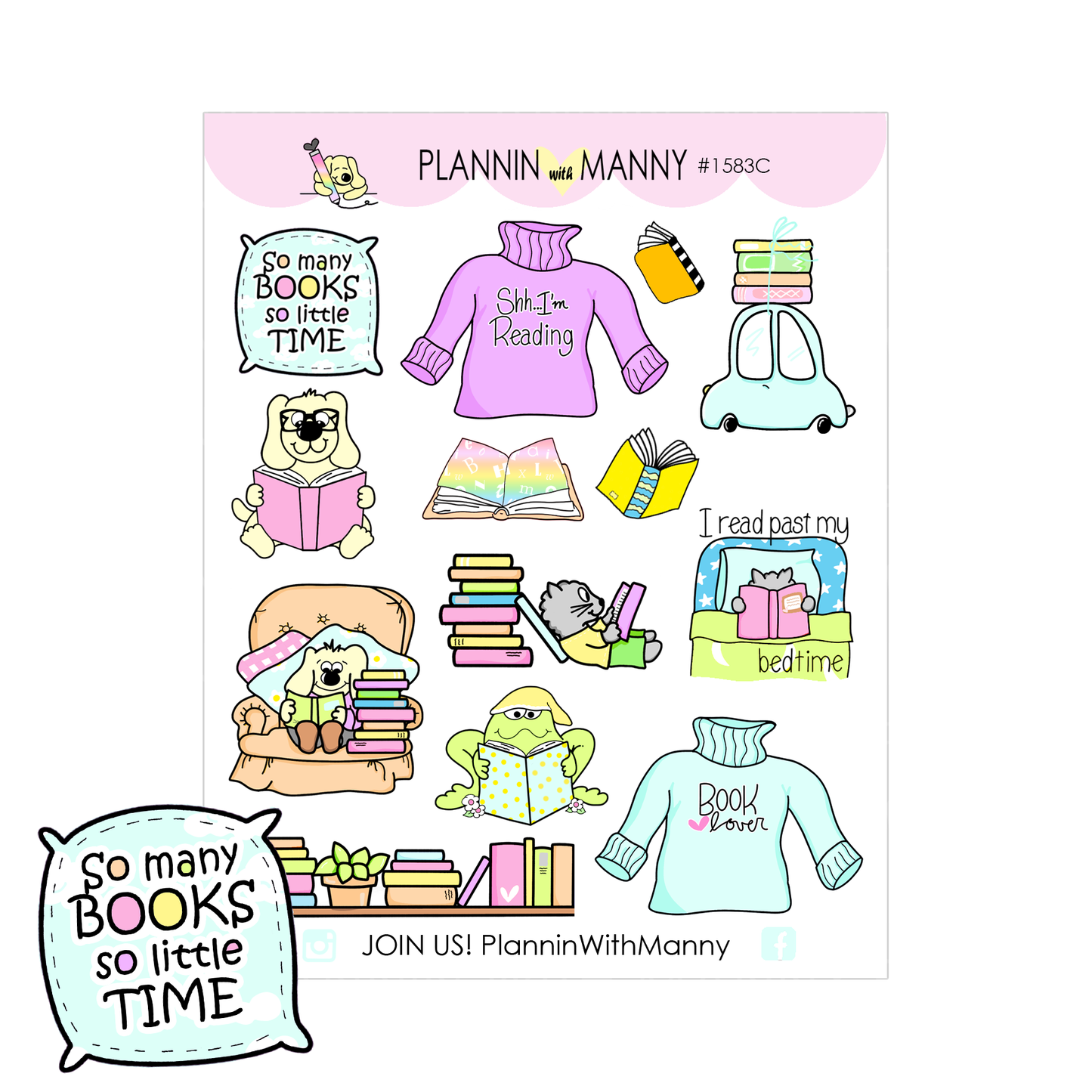 Book Lover Planner Sticker Sheet Set in Book Lover Pocket