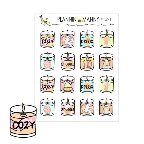 1591 Cozy Days Candle Planner Stickers