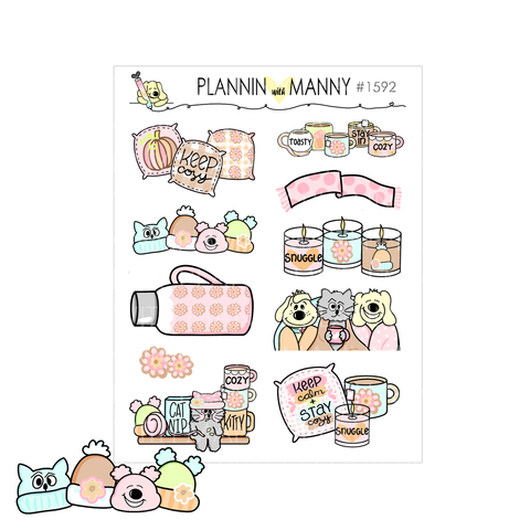 1592 Cozy Days Mini Banner Planner Stickers