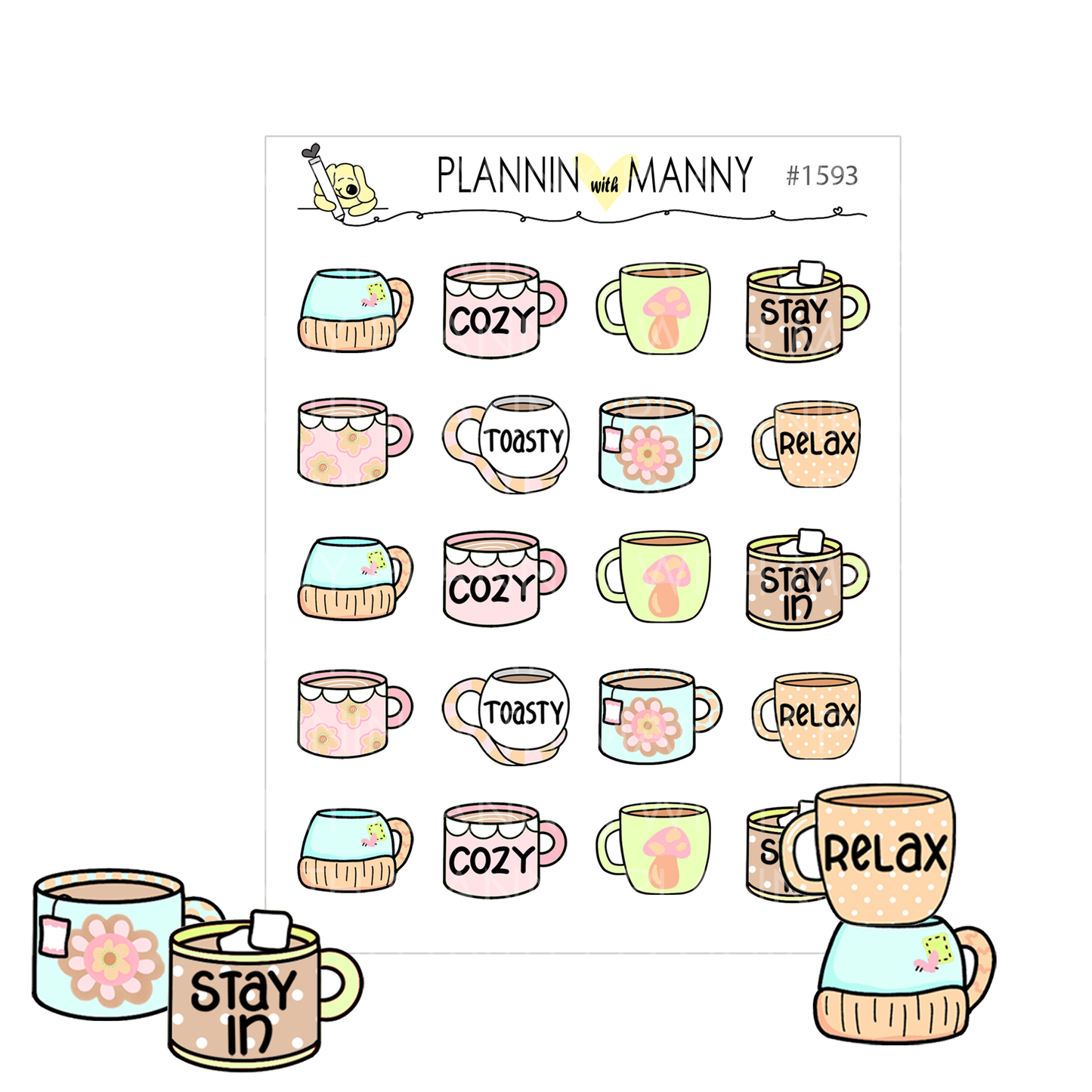 1593 Cozy Days Mug Planner Stickers