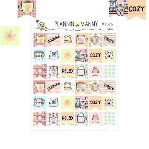 1596 Cozy Days Flag Planner Stickers