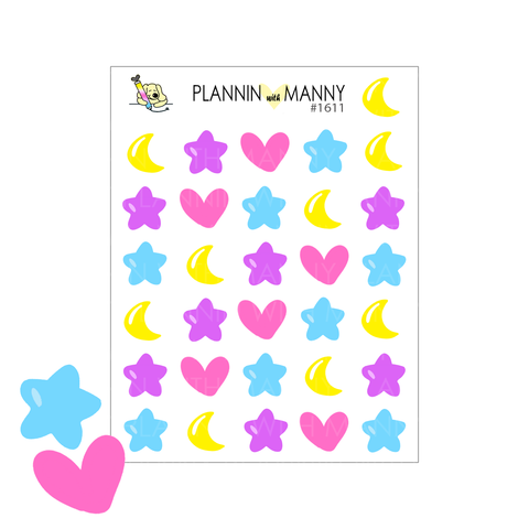 1611 Slumber Party Mini Shapes Planner Stickers