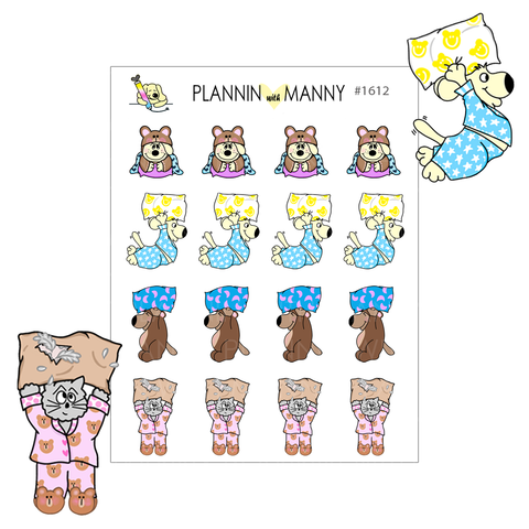 1612 Slumbear Party Character Planner Stickers