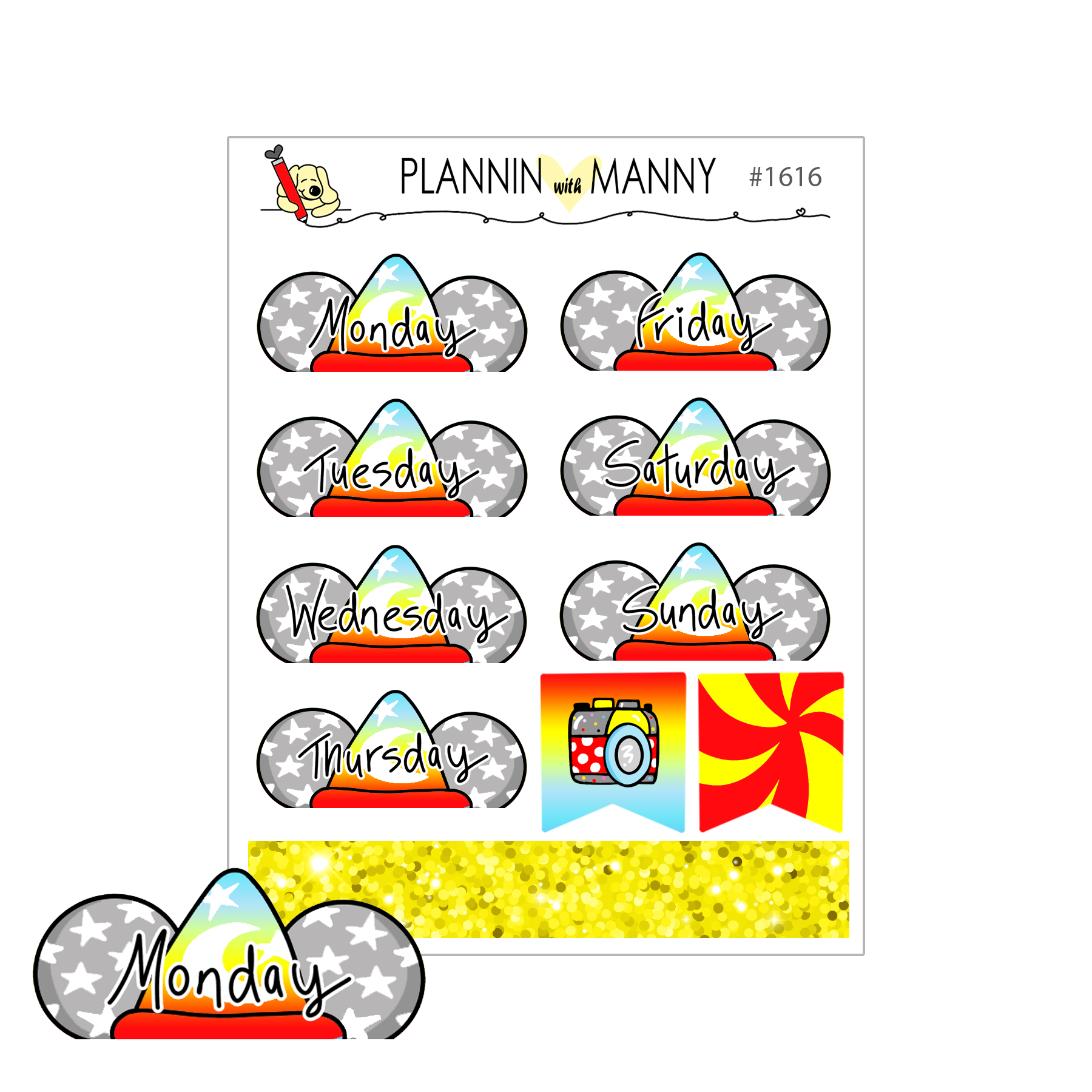 1616 Magic Hat Ear Date Cover Planner Stickers-Happy Place Collection