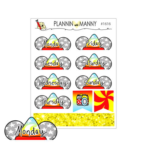 1616 Magic Hat Ear Date Cover Planner Stickers-Happy Place Collection