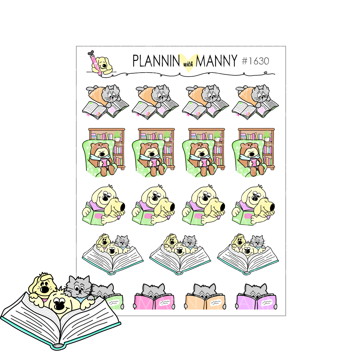 Book Lover Planner Sticker Sheet Set in Book Lover Pocket