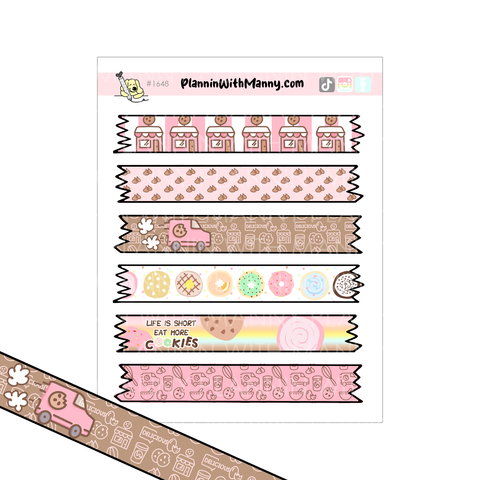 1548 Crumbl Washi Strip Planner Stickers- Crumbly Cookies Collection