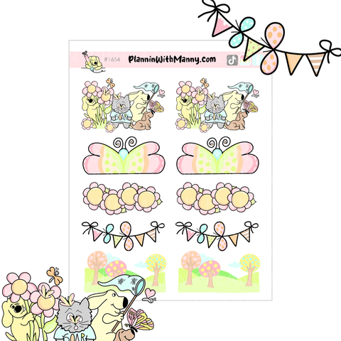 1654 Butterfly Kisses Mini Banners Planner Stickers