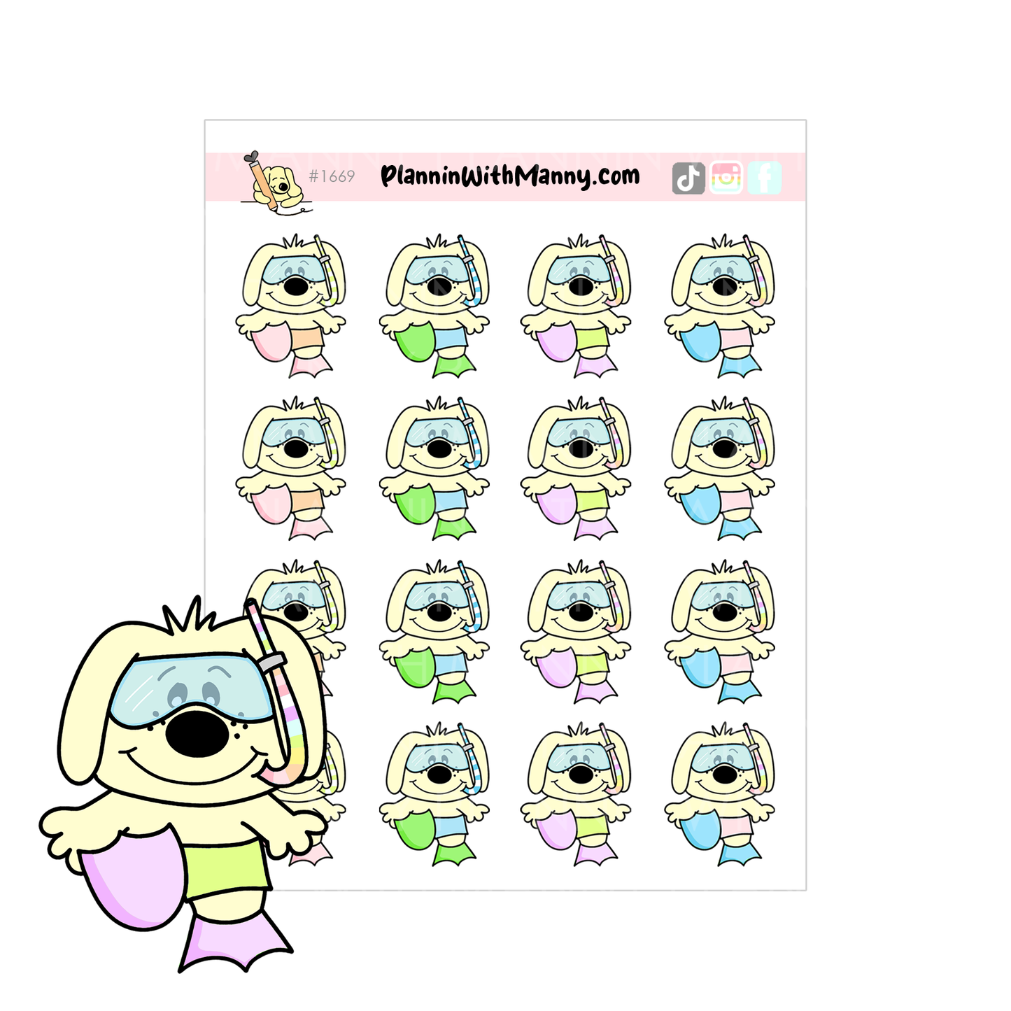 1669 Snorkling Pappy Planner Stickers