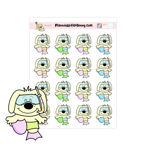 1669 Snorkling Pappy Planner Stickers
