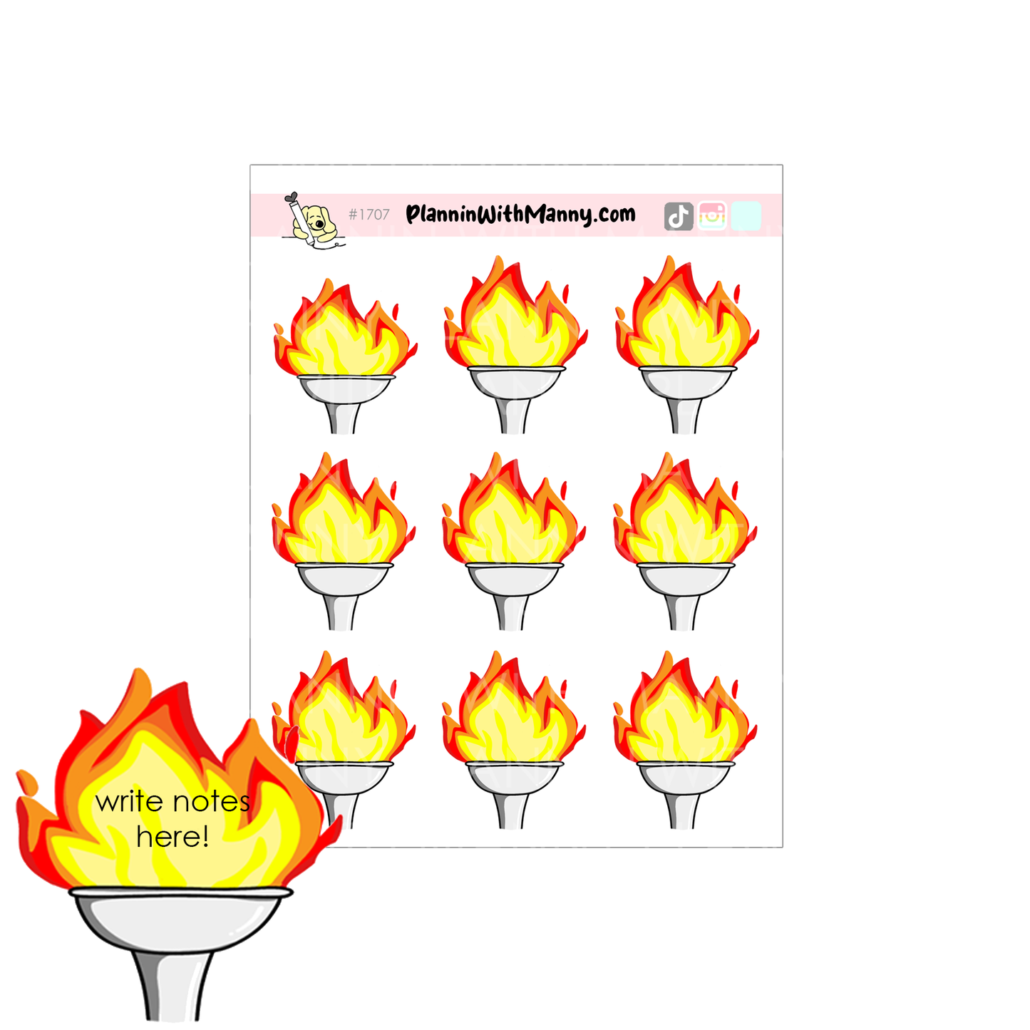 1707 Write In Olympic Torch Planner Stickers