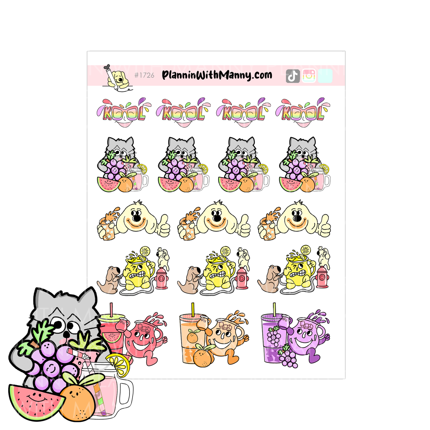 1726 Kool Character Planner Stickers and Diecuts