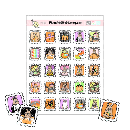 1755 grumpy buns halloween stamps