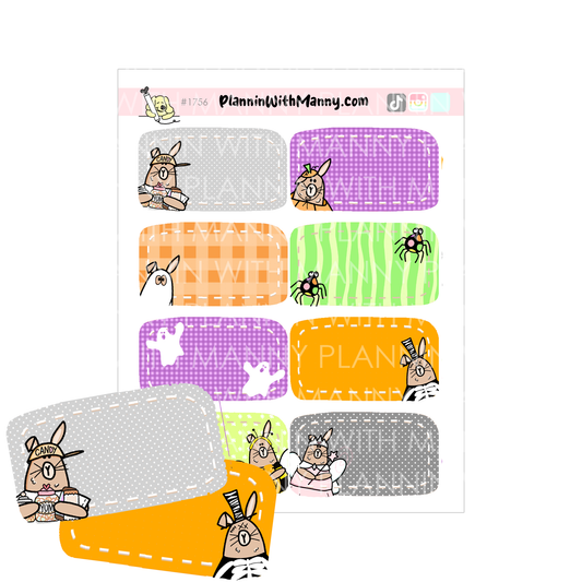 1756 Grumpy Buns Halloween Half Box Planner Stickers