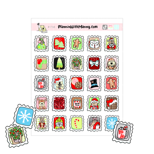 1768 Christmas Stamp Planner Stickers