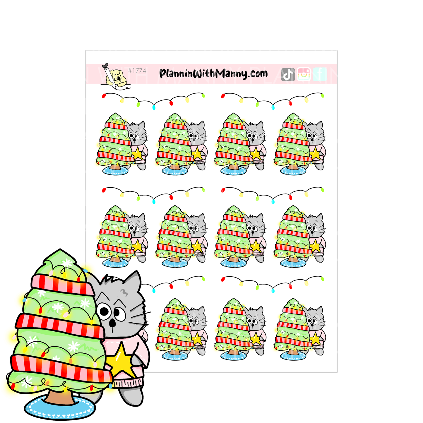 1774 Owen and Christmas Tree Planner Stickers