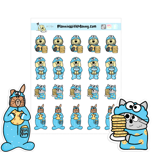 1784 Cookie Monster Pajama Character Planner Stickers