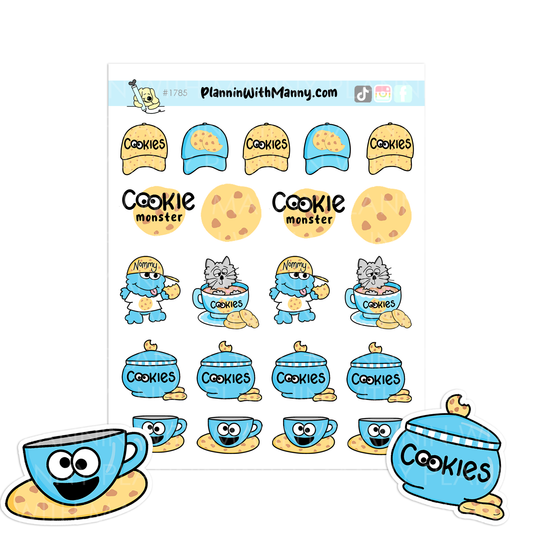 1785 Cookie Monster Deco Planner Stickers