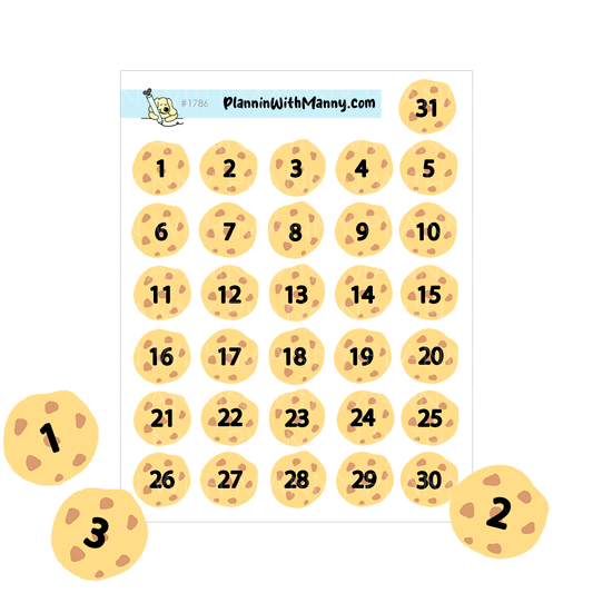 1786 Cookie Numbers Planner Stickers