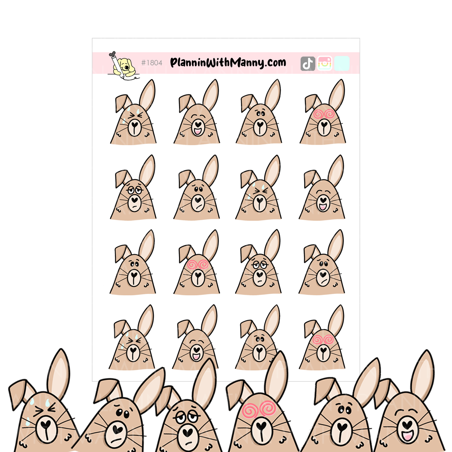 1804 Grump Buns Face Planner Stickers