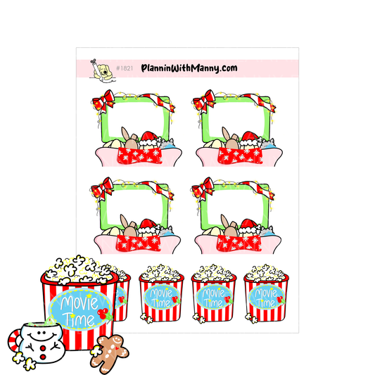 1821 Holiday Popcorn Buckets and Write In Planner Stickers