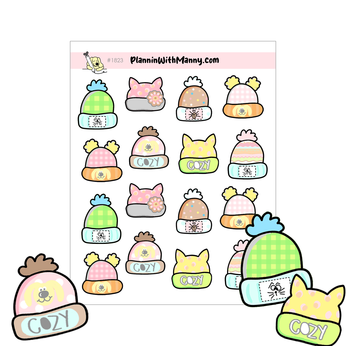 1824 Winter Hat Planner Stickers