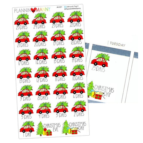 221 CHRISTMAS COUNTDOWN Planner Stickers