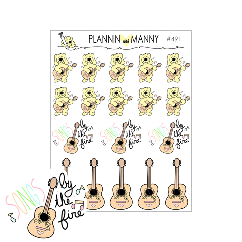 491 Guitar Songs By The Fire Planner Stickers