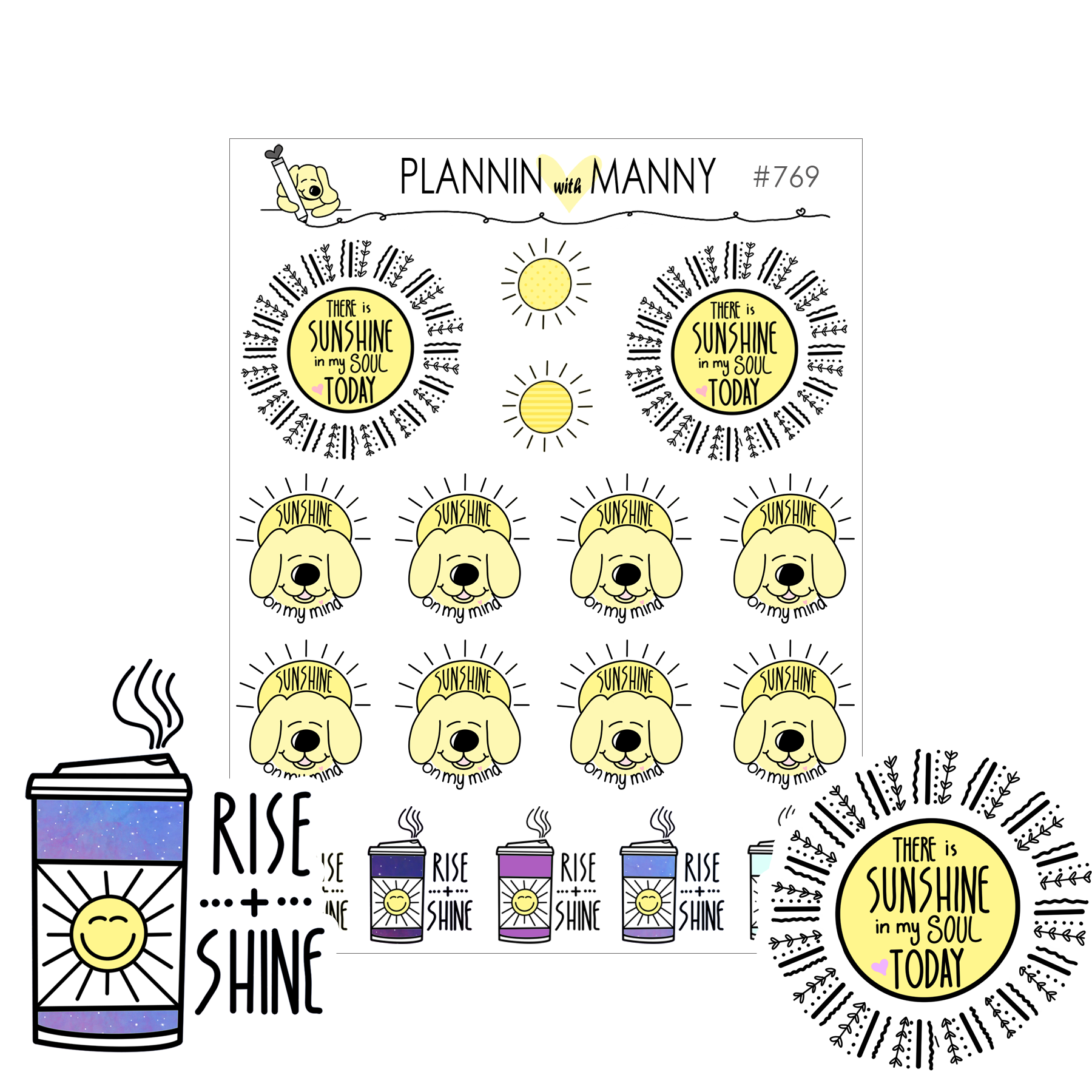769 Sunshine Doodle Planner Stickers - Dear Universe Collection