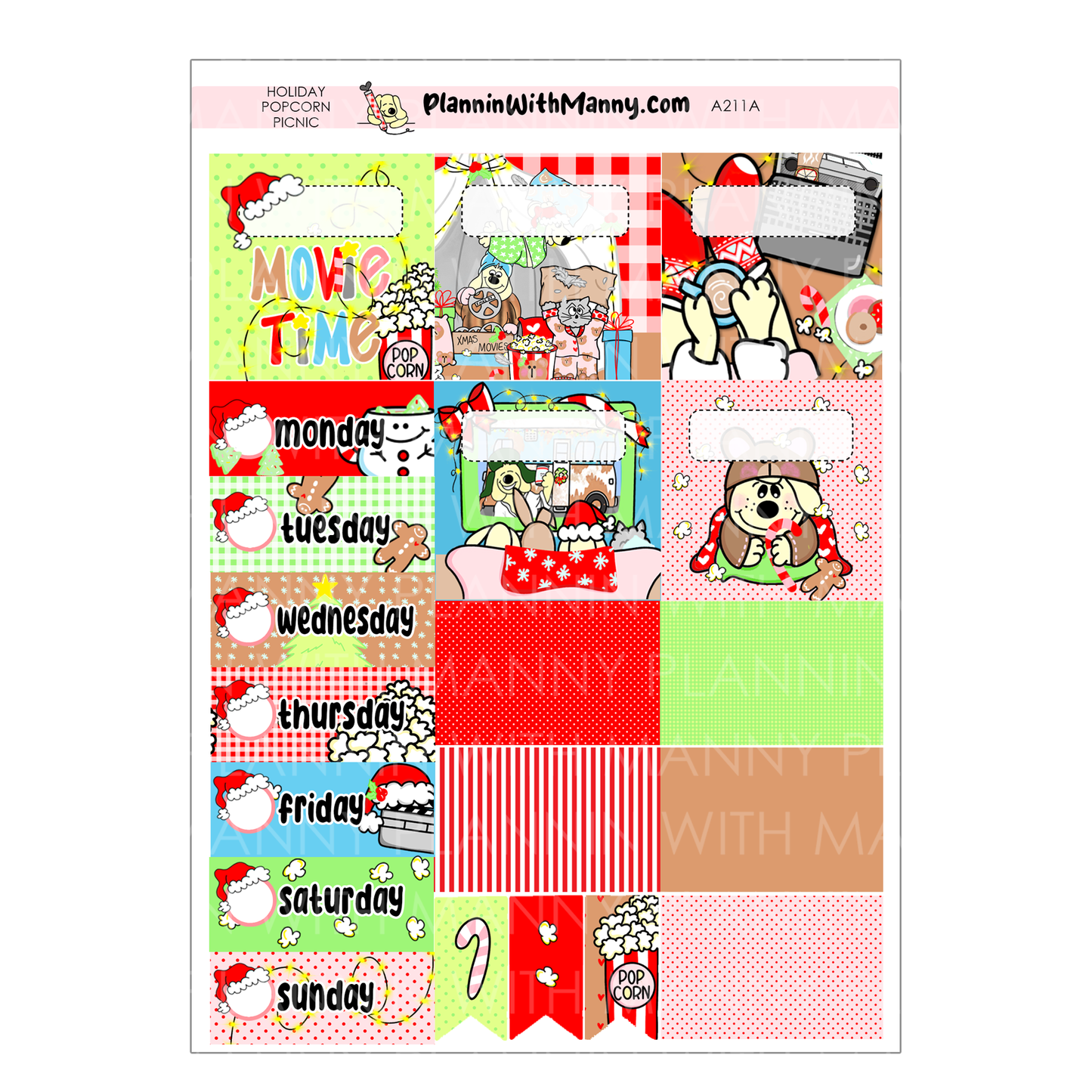 A211A Holiday Popcorn Picnic Academic Planner Stickers