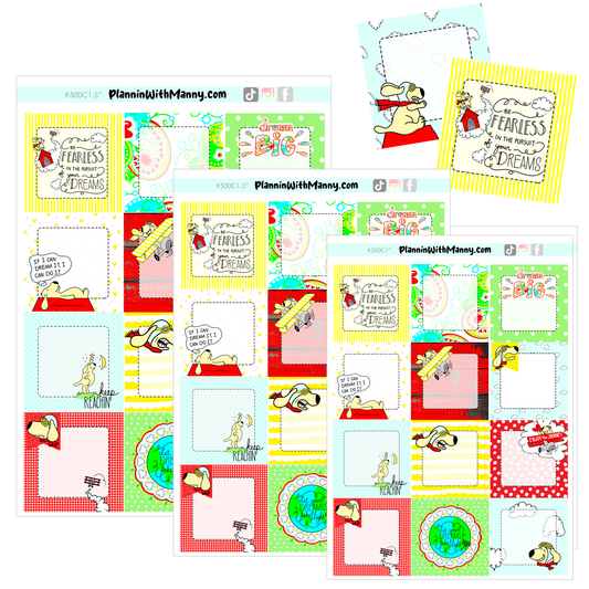 A500C Let Your Dreams Take Flight Square Sticker Sheet 1.5", 1.3", and 1"