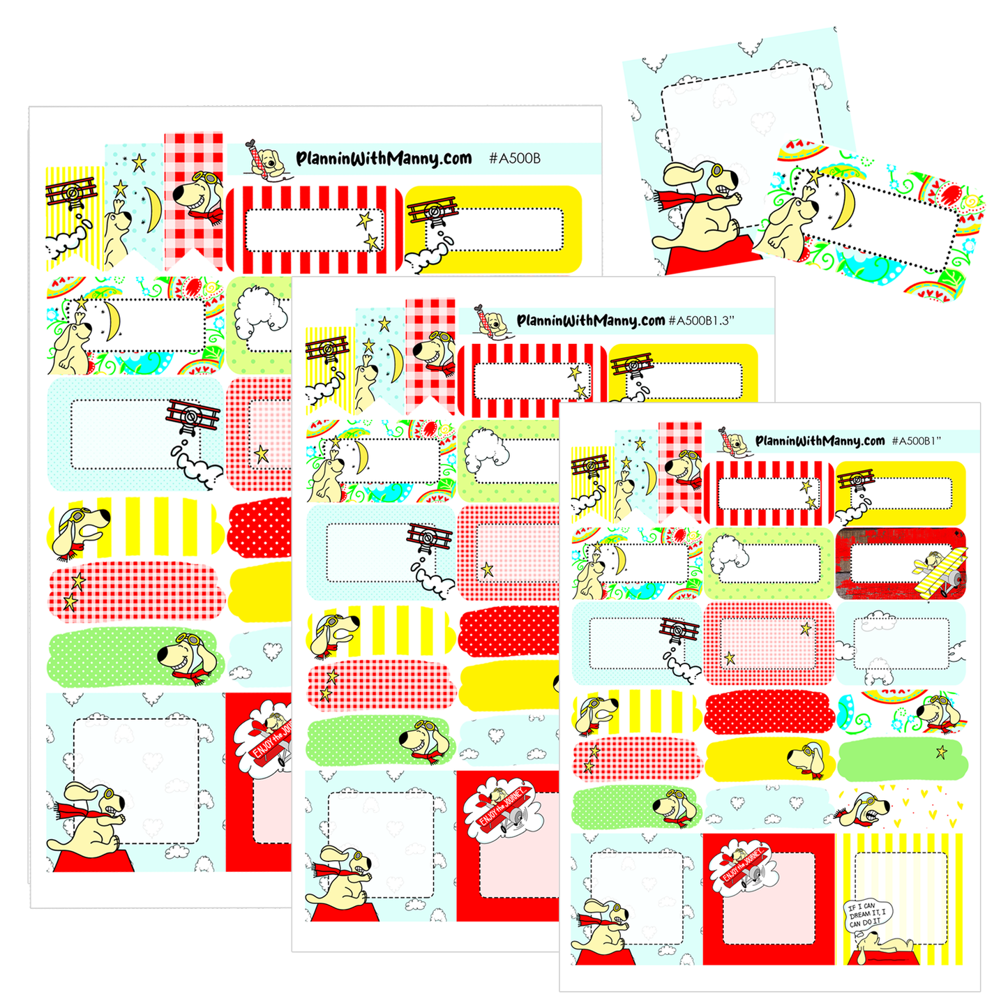 A500B Dreams Take Flight Half Boxes Sticker Sheet 1.5", 1.3", 1" Options