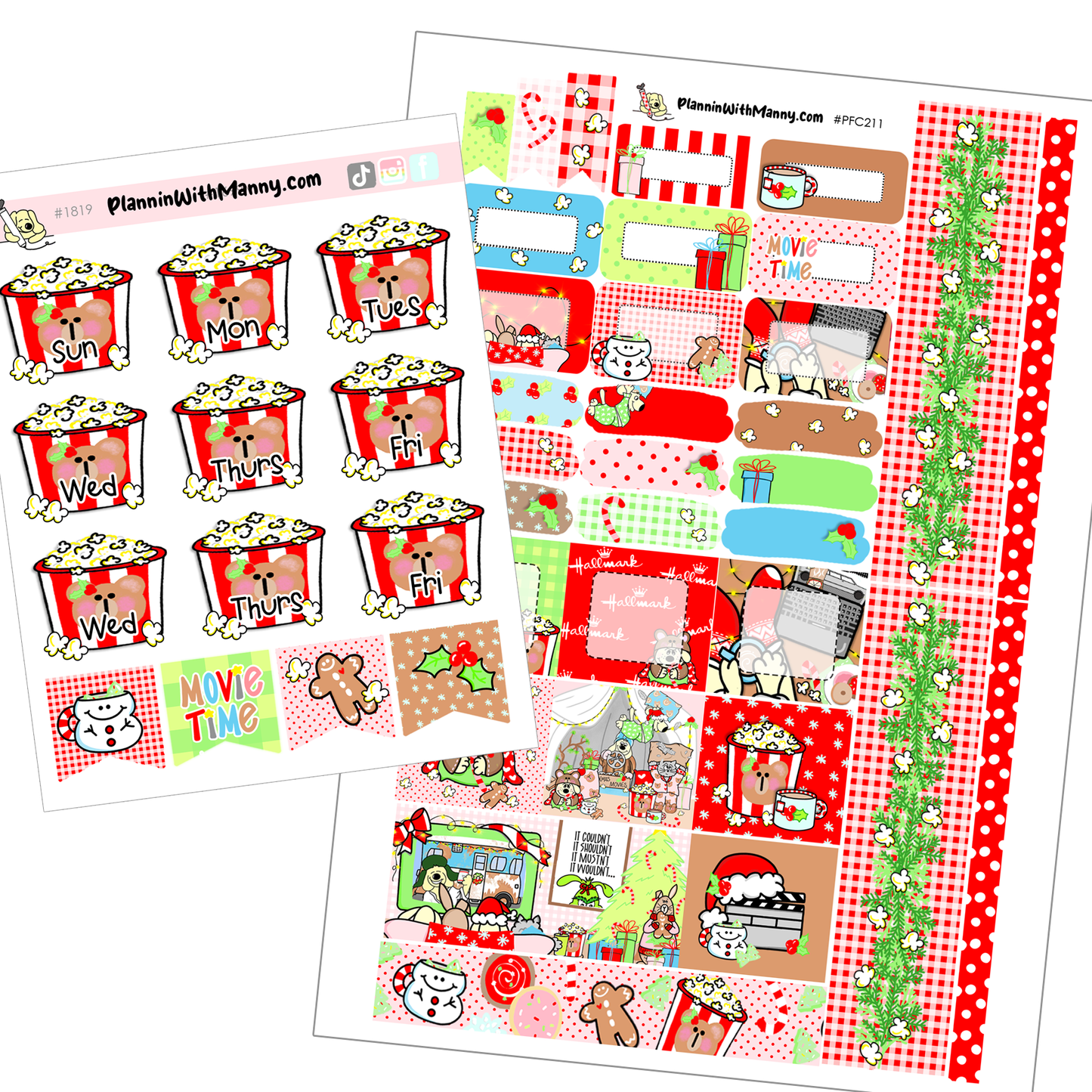PFHOBO211 Holiday Popcorn Picnic Hobonichi Weeks Planner Stickers
