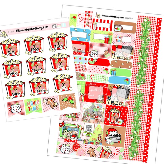 PFHOBO211 Holiday Popcorn Picnic Hobonichi Weeks Planner Stickers