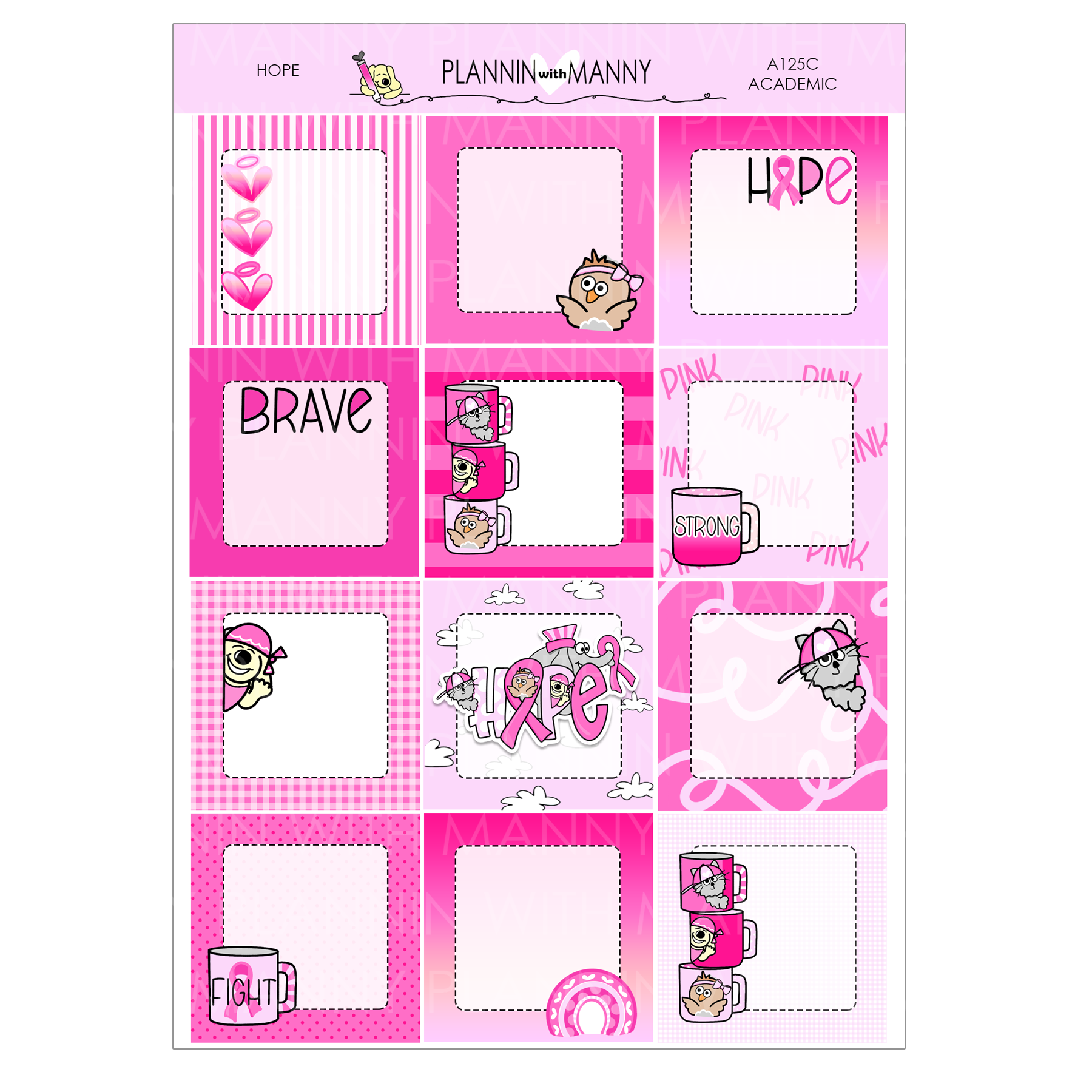 A125C Hope Collection 1.5" Square Planner Stickers