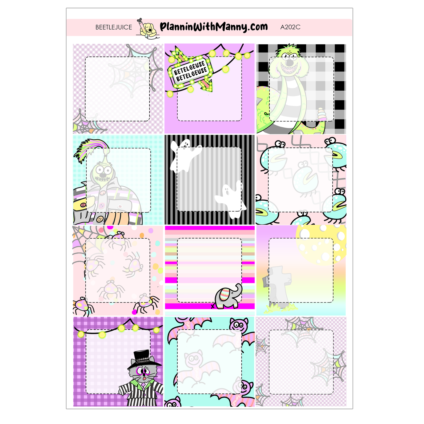 A202 5 & 7 Day Weekly Planner Kit and Hybrid Planner -Beetlejuice