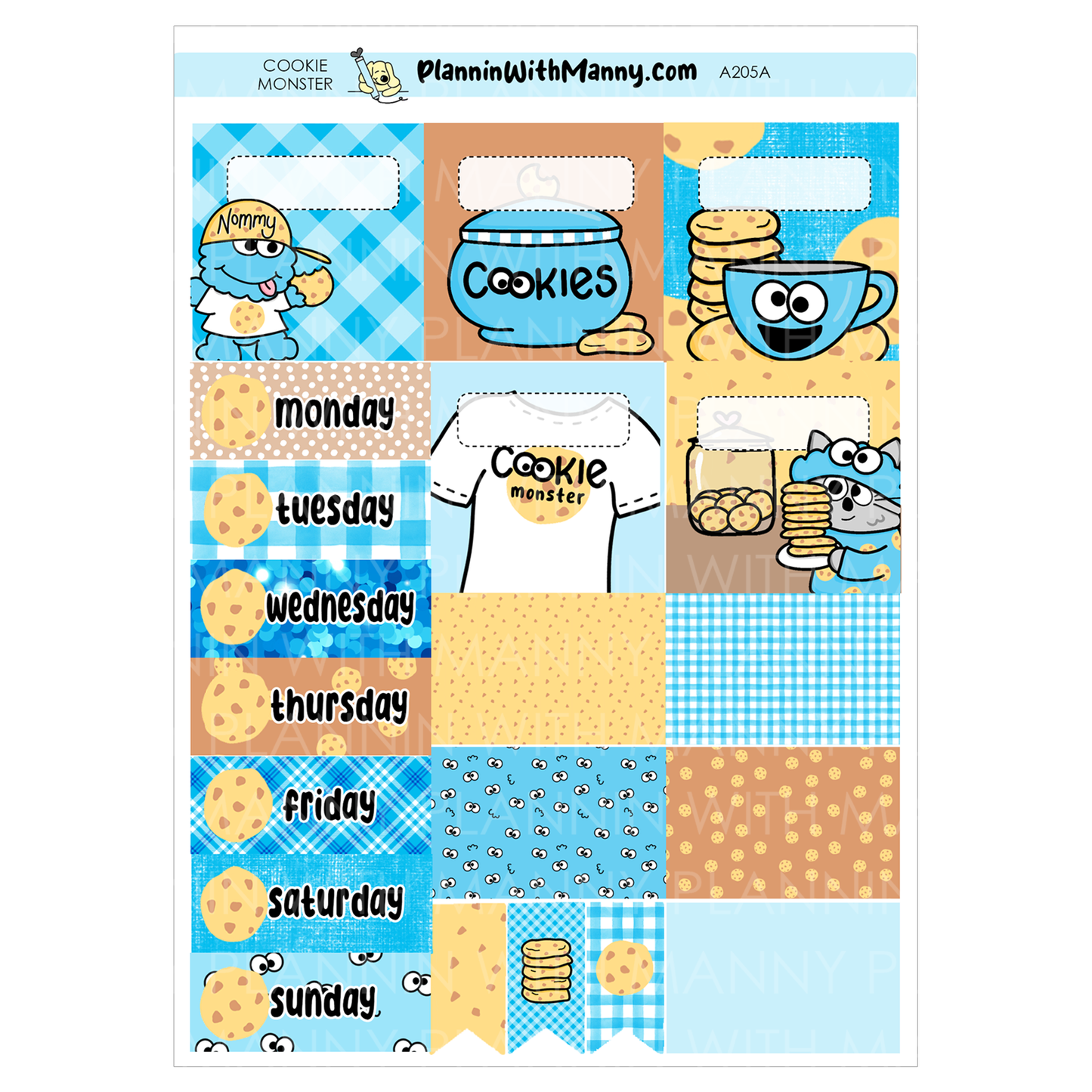 A205 Weekly Planner Kit and Hybrid Planner Kit- Cookie Monster