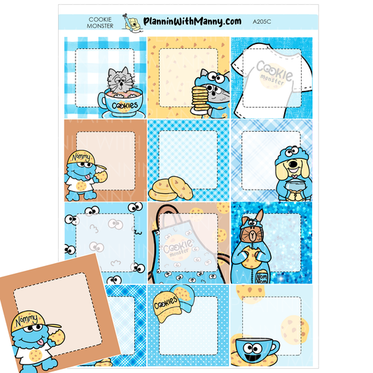 A205C Cookie Monster 1.5" Squares