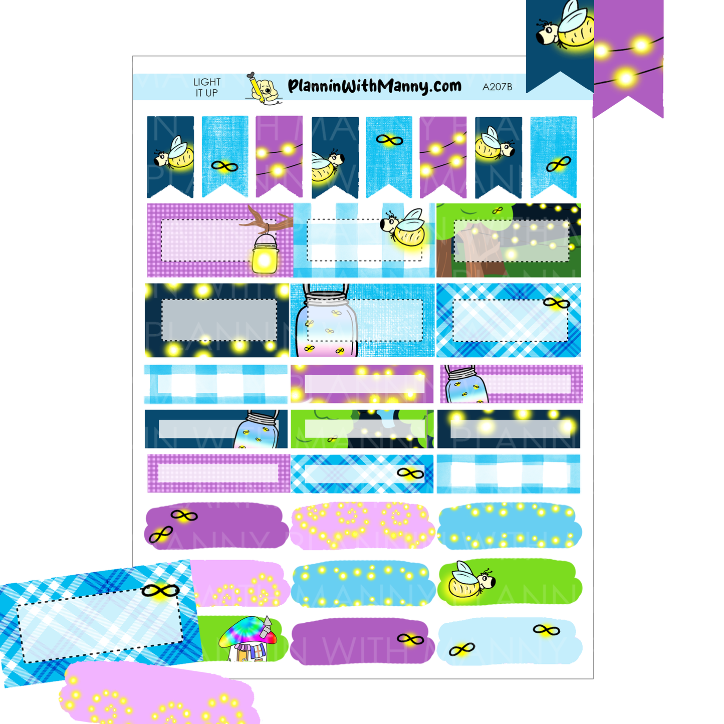 A207B Light it Up 1.5" Half Box Stickers
