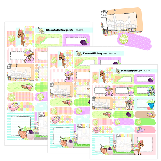 A310B Kentucky Derby Half Boxes Planner Stickers 1.5", 1.3", and 1"
