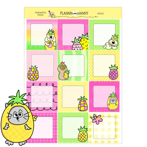 A925C Pineapple Peeps1.5" Square Planner Stickers