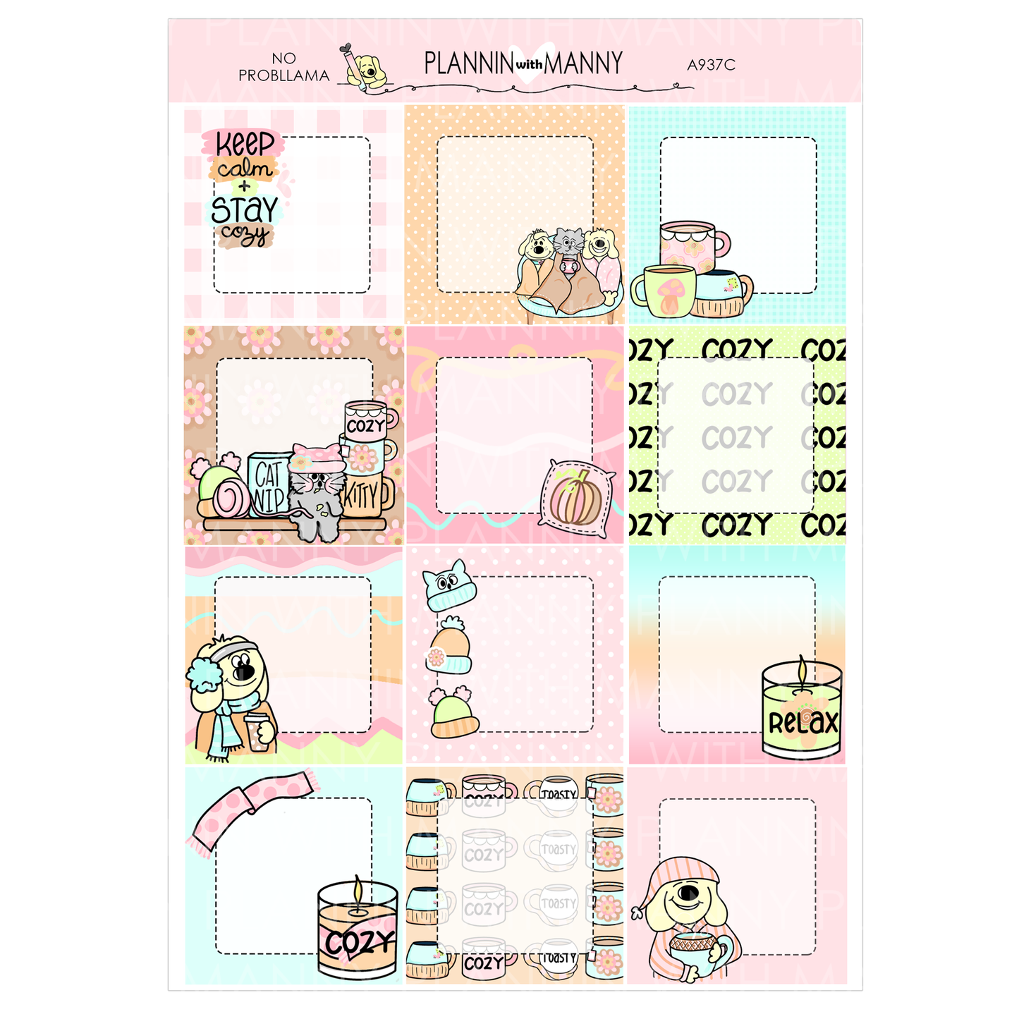 A937C Cozy Days 1.5" Square Planner Stickers