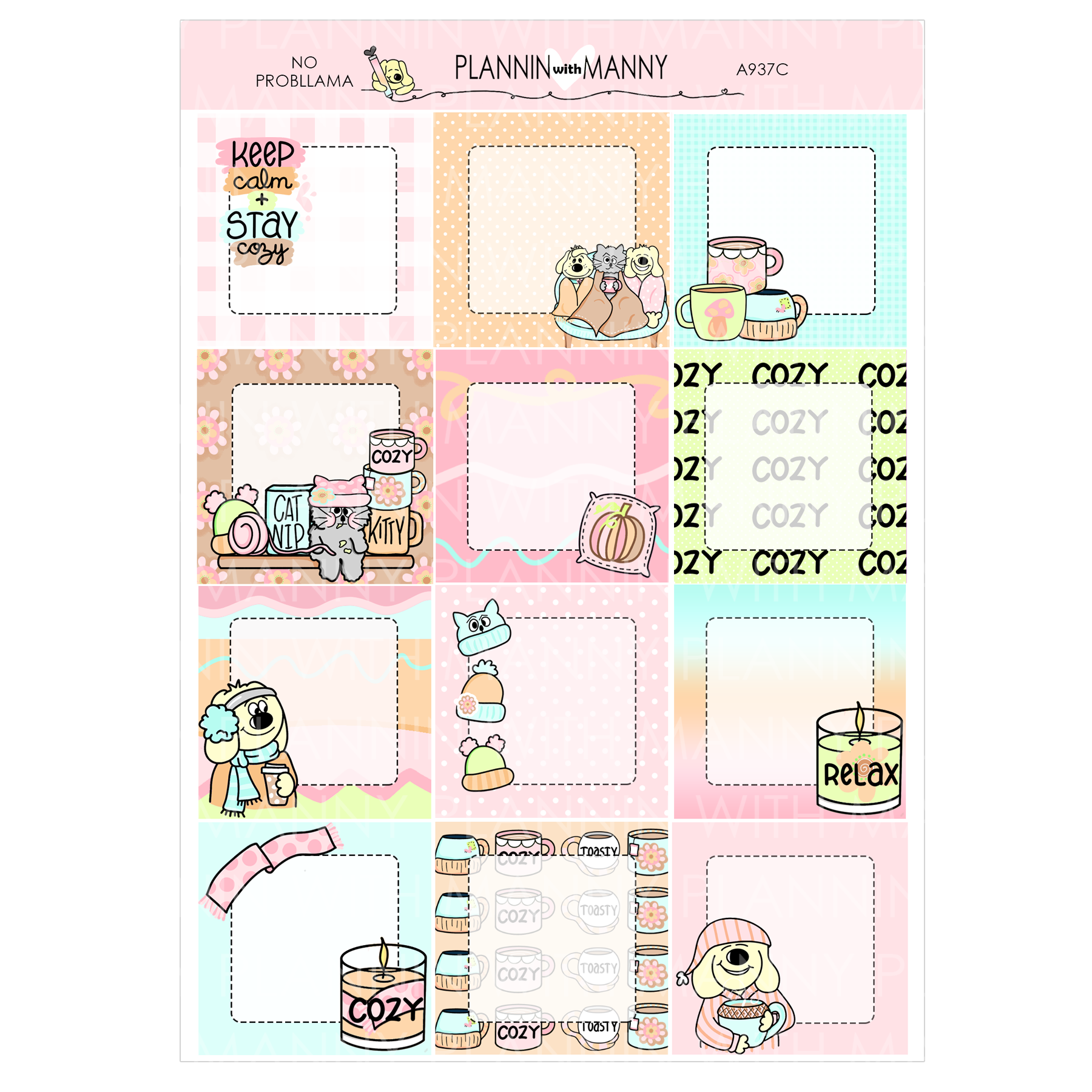 A937C Cozy Days 1.5" Square Planner Stickers