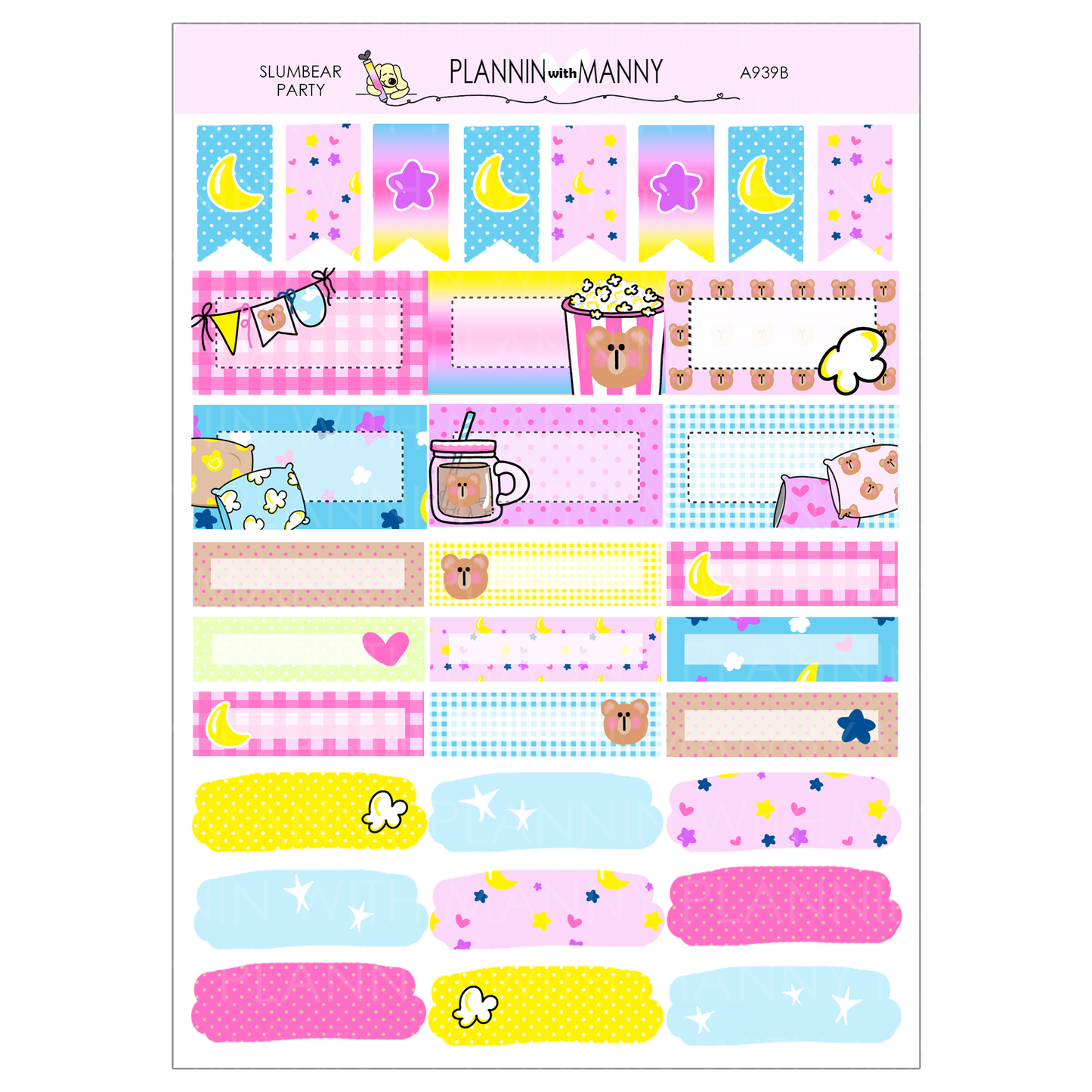 A939B Slumbear Party 1.5" Half Boxes